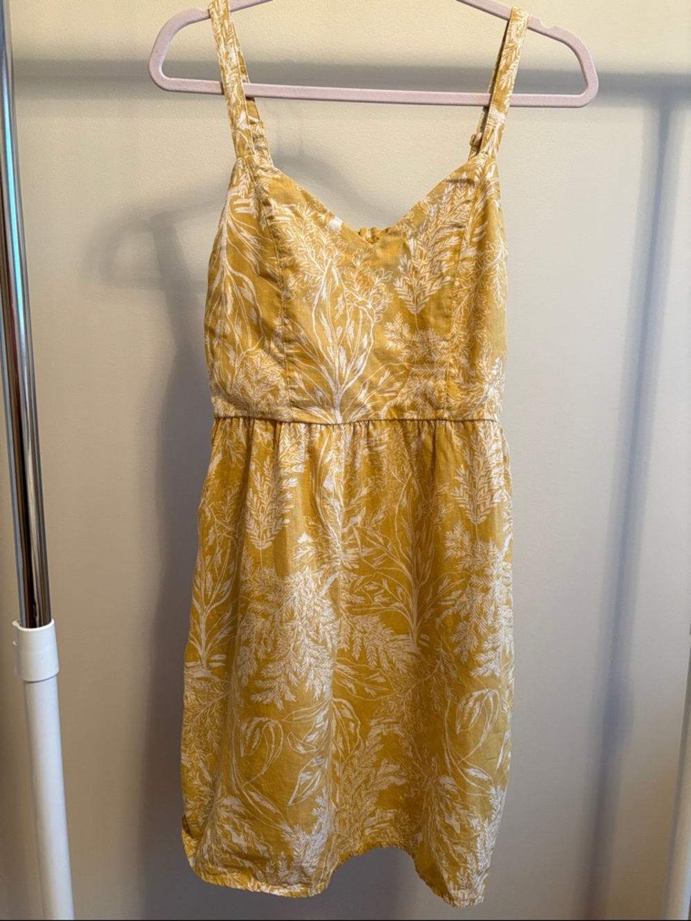 ☀️ SUMMER CLEARANCE Linen Yellow and White Floral Summer Dress Final price